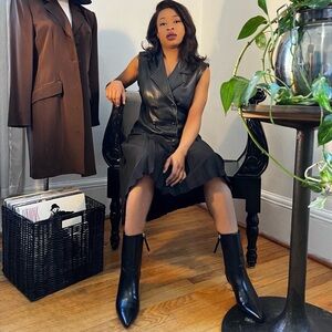 Danier Black Double-Breasted Leather Vest